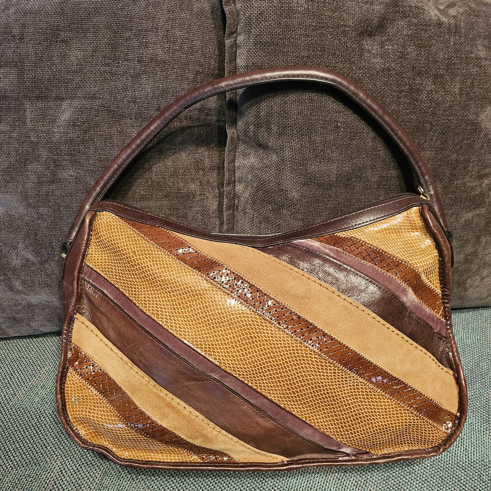 🔥Kate Landry Collection Leather & Suede Brown and Tan Shoulder Bag